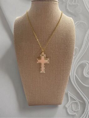 Gold Tone Cross Pendant Necklace